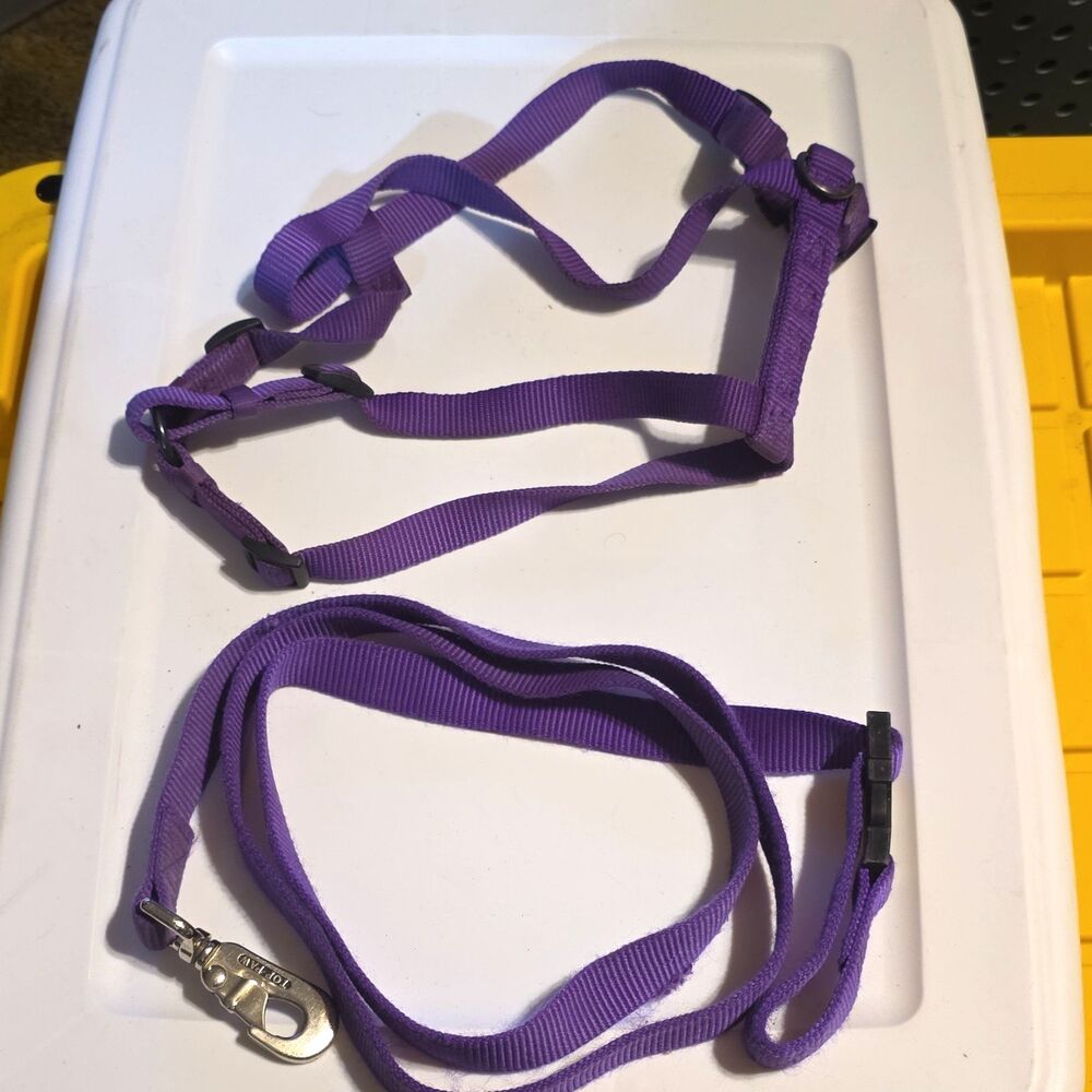 TOP PAW Nylon Adjustable Strap Dog Harness w/ Leash Purple Size S Unisex